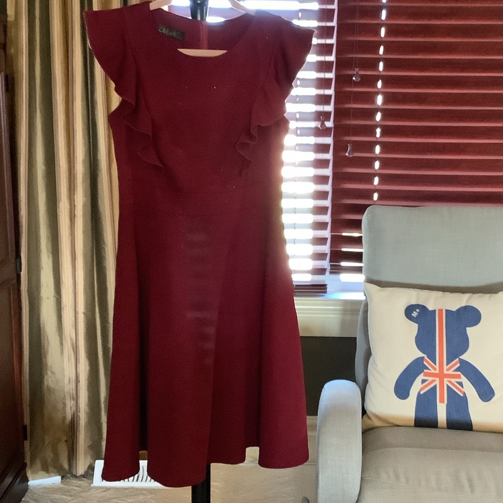 Eliza J Burgundy Mini Dress with Ruffles
